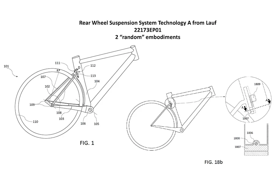 Illustration showing patent applications for Lauf rear leaf spring suspension