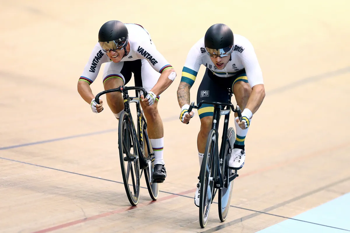 The Bastion Madison Handlebar in use at the 2020 Oceania Track Cycling Championships