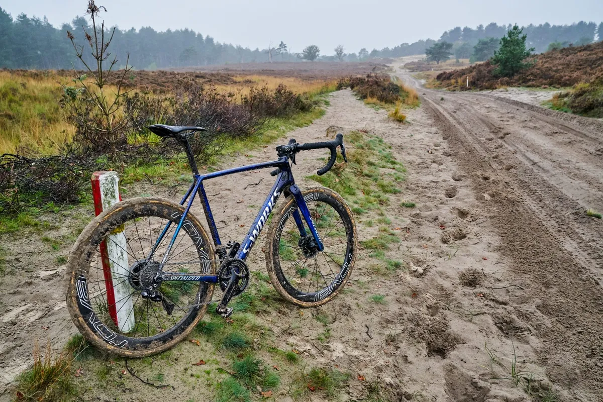 Zdenek Stybar's custom Specialized Crux CX race bike in a muddy landscape