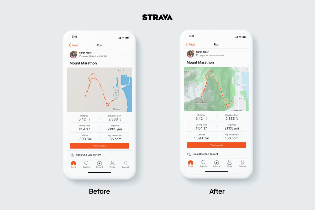 Strava static map is now optimised for cyclists and runners