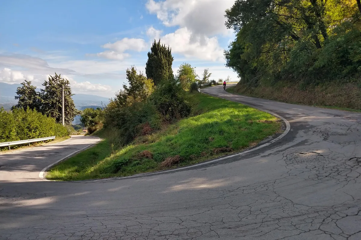Hairpin bend in road