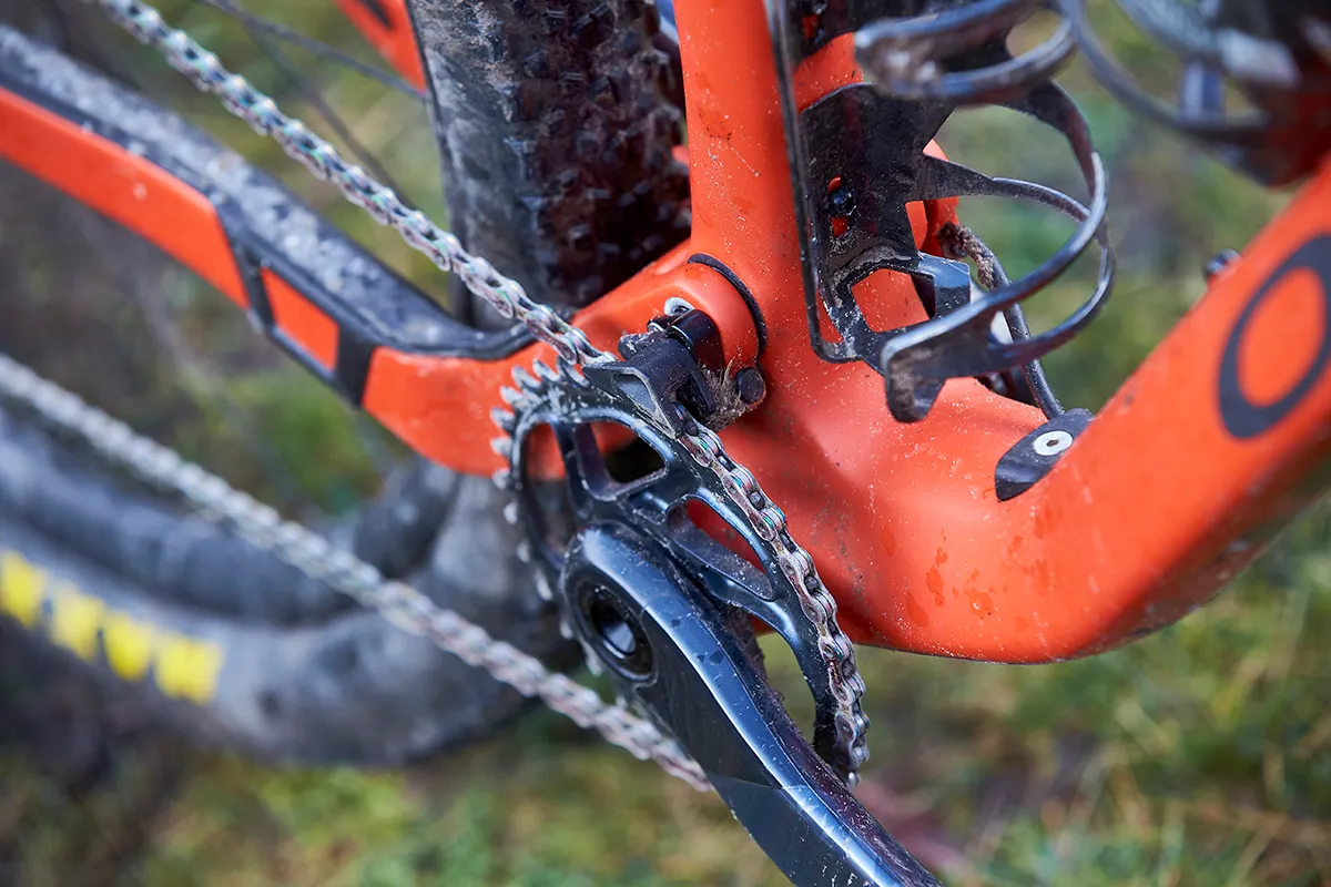 Chainguide on full-suspension mountain bike