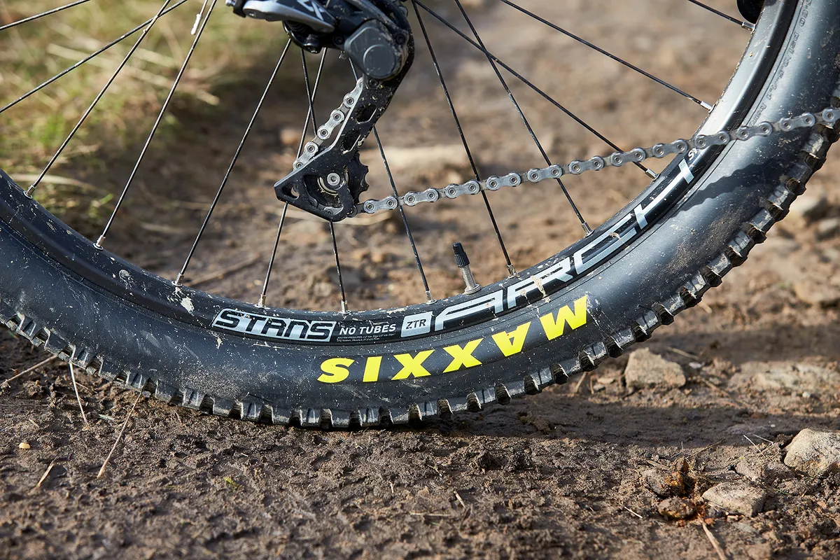 Maxxis High Roller tyres on full suspension mountain bike