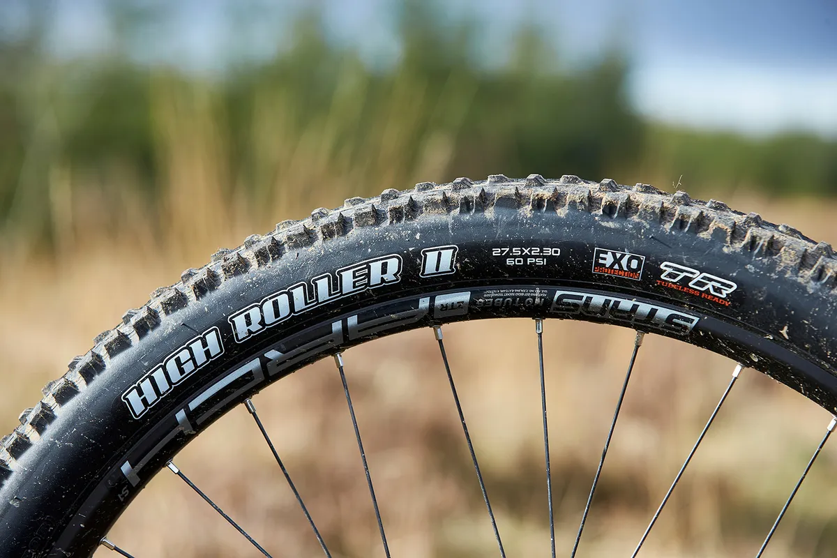 Maxxis High Roller tyres on full suspension mountain bike