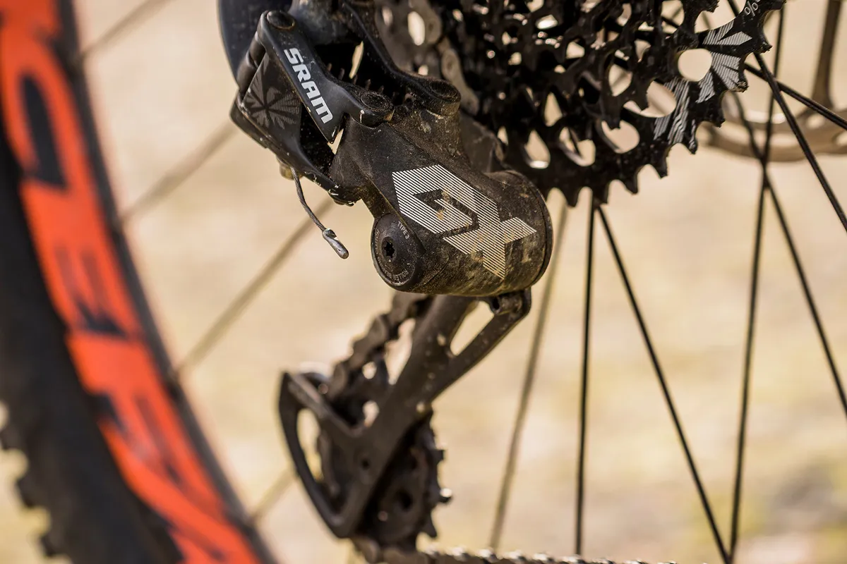 SRAM's 1x12 GX Eagle transmission on a Whyte full suspension mountain bike
