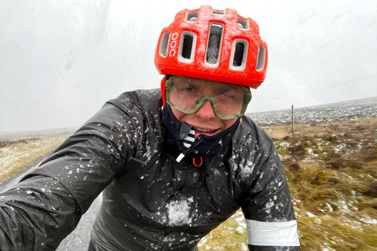 rapha jacket in winter conditions