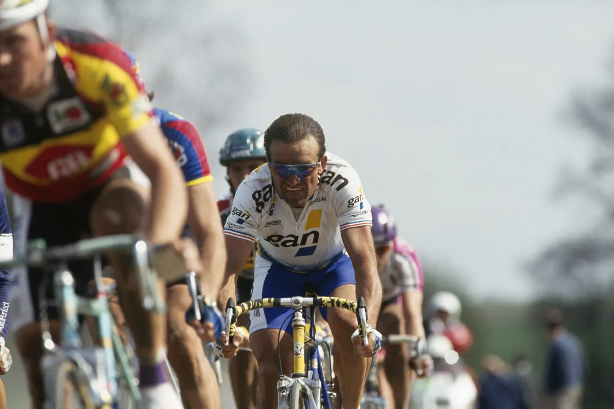 Gilbert Duclos-Lassalle from France during the 1993 Paris-Roubaix. (Photo by Dimitri Iundt/Corbis/VCG via Getty Images)