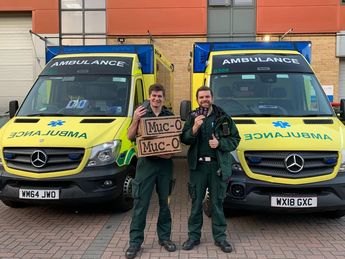 Paramedics from Poole hospital with Muc-Off cycling products