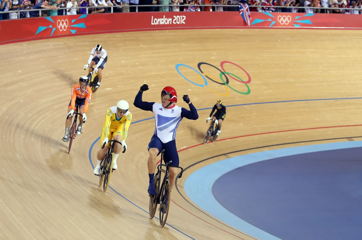 Chris Hoy riding the keirin at the 2020 Olympic Games
