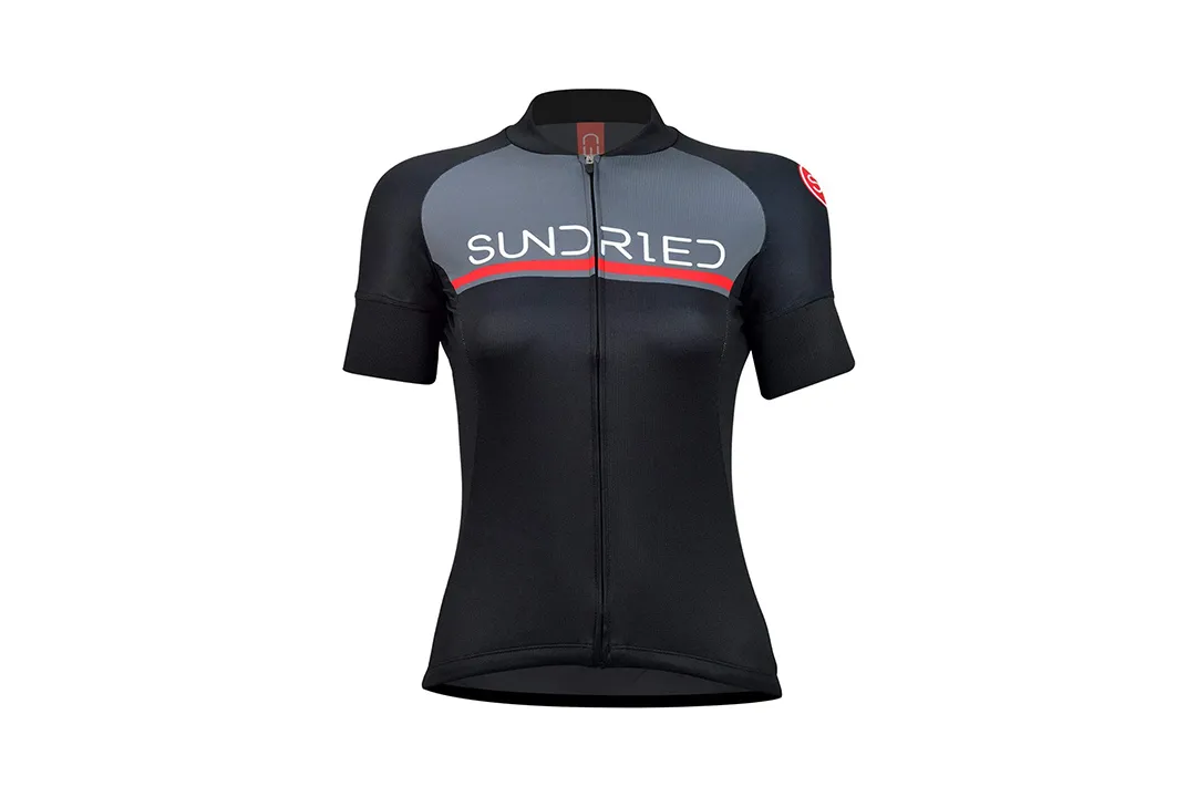 Sundried black and red women's short sleeve jersey