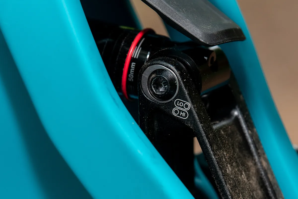 That all-important geometry flip chip on the Santa Cruz 5010 CC X01 RSV full suspension mountain bike
