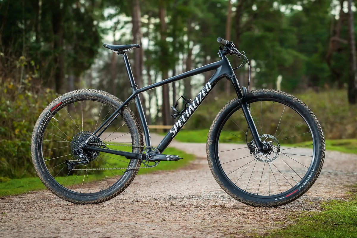 Pack shot of a black Specialized Epic Hardtail mountain bike