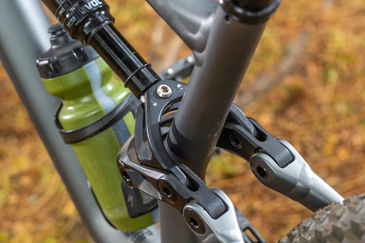 Links between the shock and stays a full suspension mountain bike