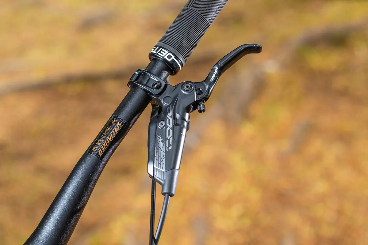 SRAM Code R brake lever on full-suspension mountain bike