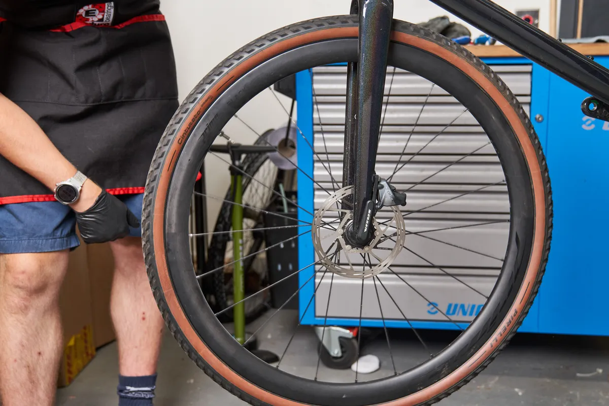 Wheel installed on Vitus gravel bike