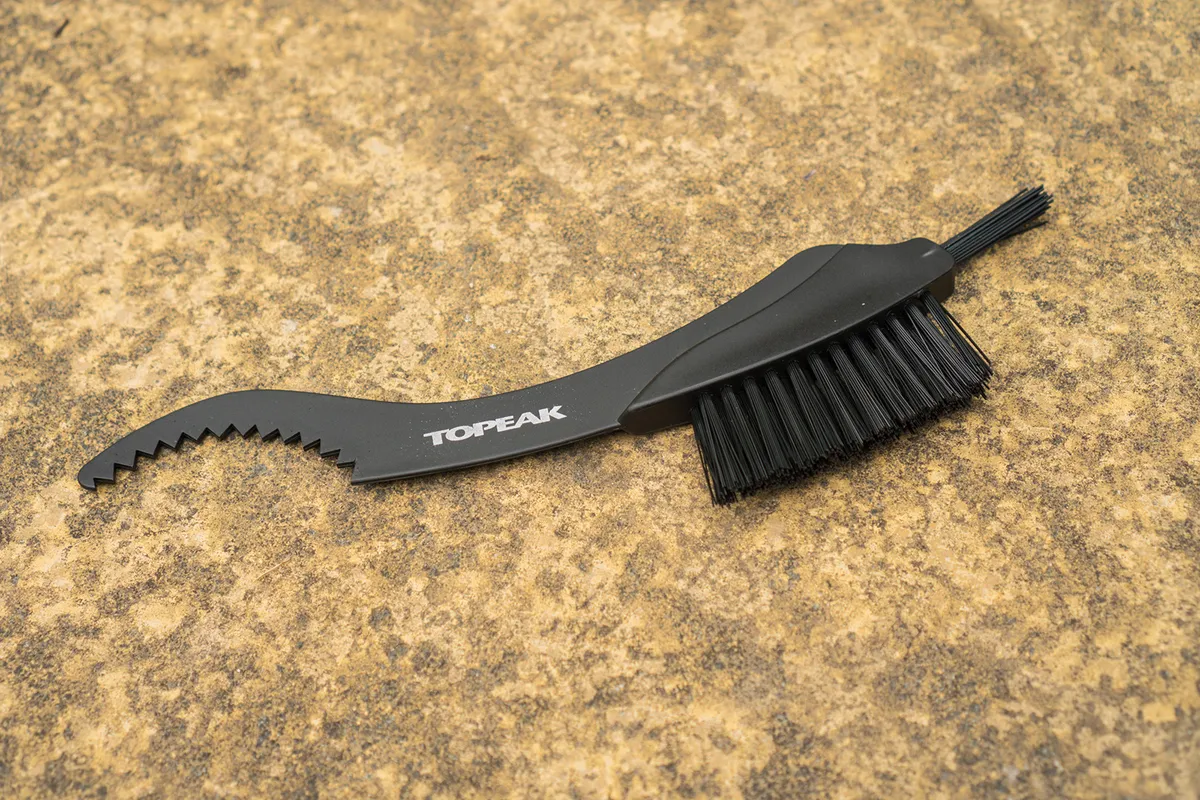 The Topeak Prepbox toolkit includes a cassette cleaning tool