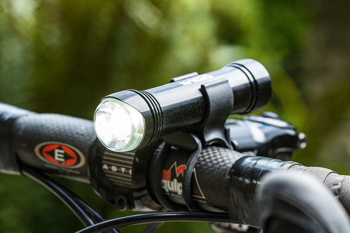 Angled view of the Exposure Sirius MK9 front road cycling light