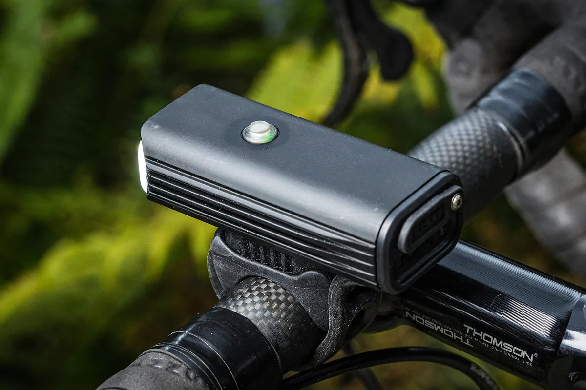 Angled view of the Lezyne Macro Drive 1300XXL front light