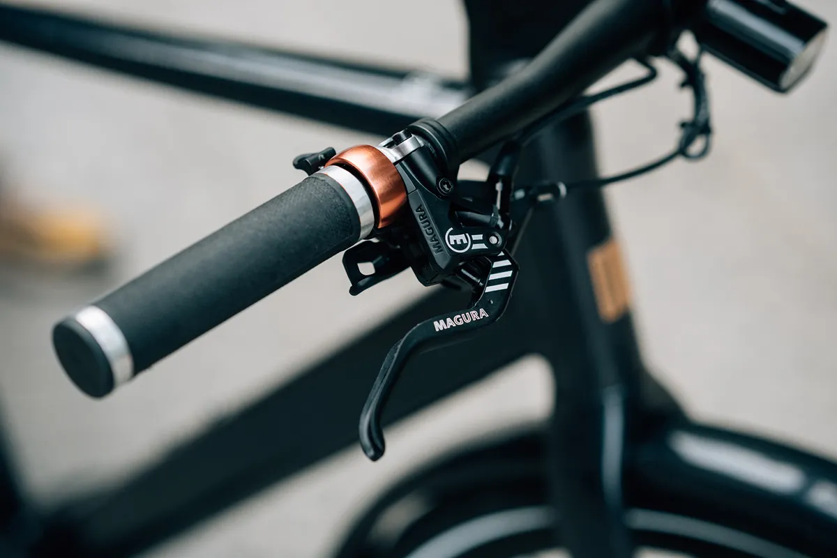 The hydraulic disc brakes on the Orbea Vibe eBike are provide by Magura