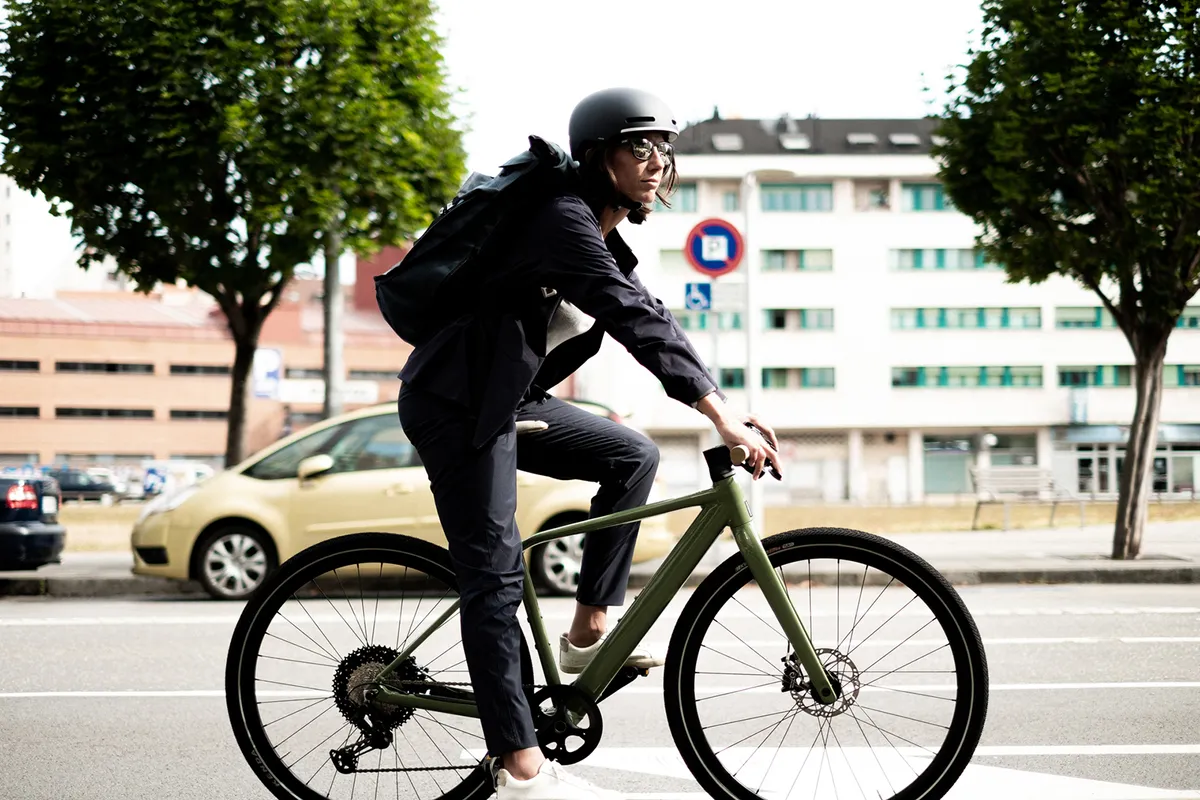 Cyclist commuting on a Orbea Vibe eBike