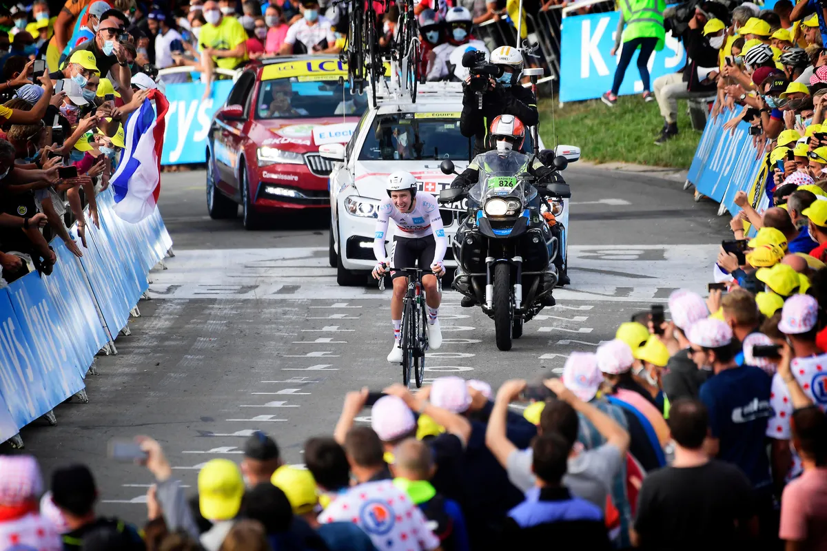 Tadej Pogacar on La Planche des Belles Filles at the 2020 Tour de France