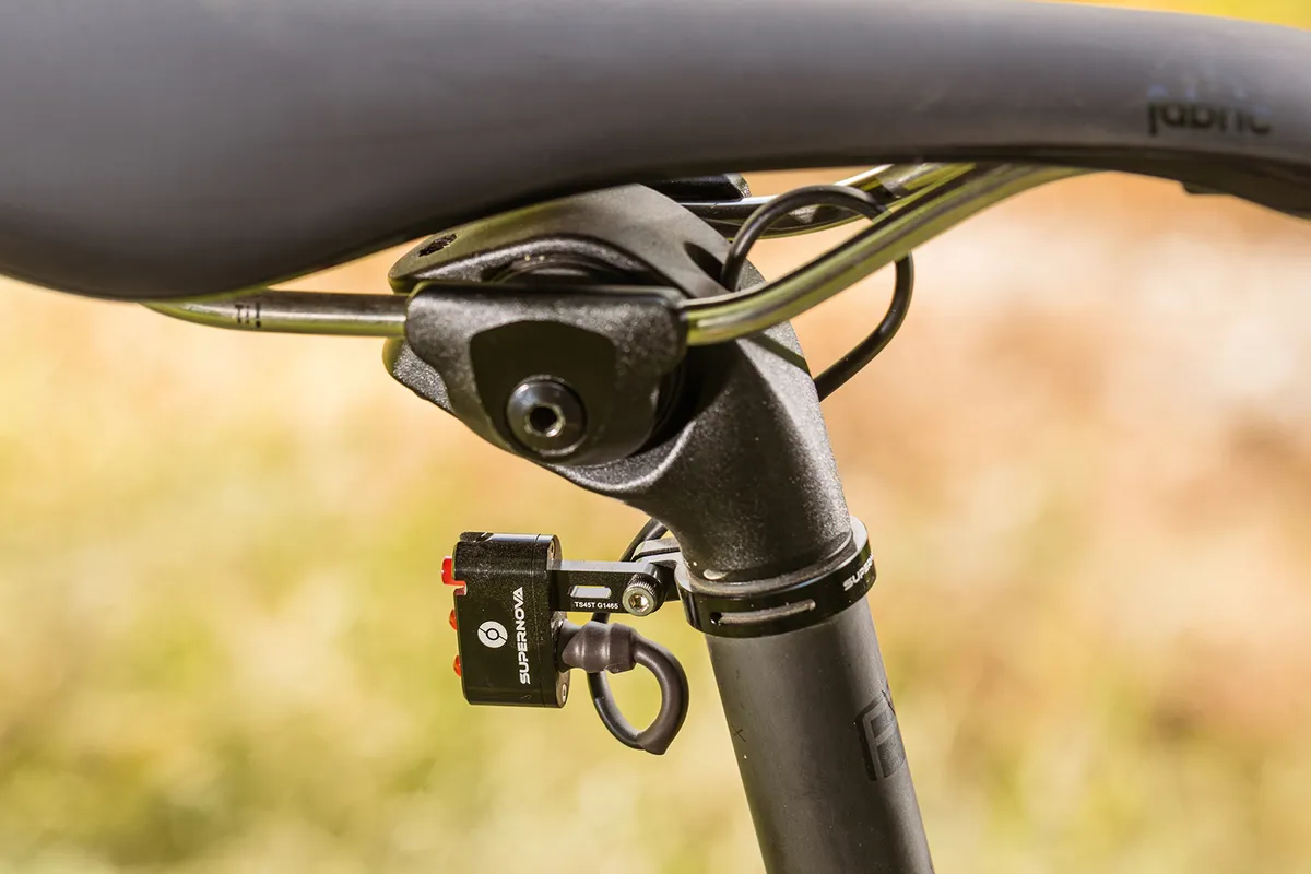 The Cannondale Topstone Neo Carbon 1 Lefty comes with an integrated rear light