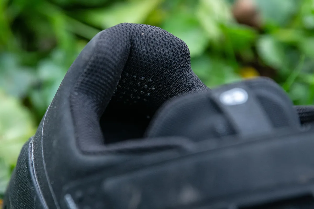 Crankbrothers' new Mallet E mountain bike shoe has silicone dots on the inside of the heel to add grip