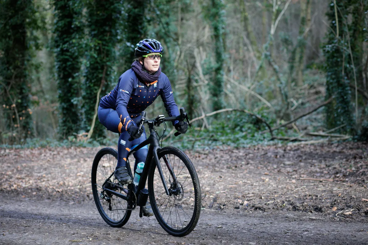 Female cyclist riding Specialized Diverge