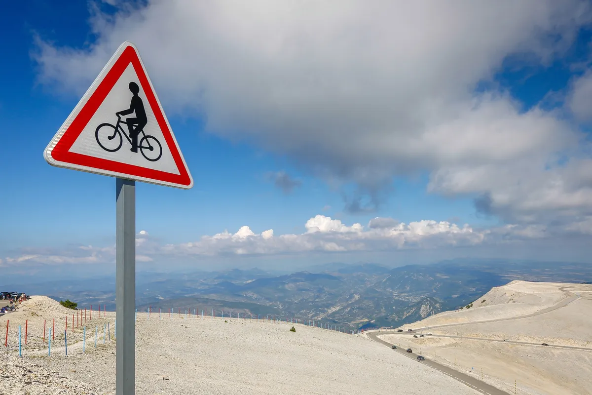 Bike sign on Mont Ventoux