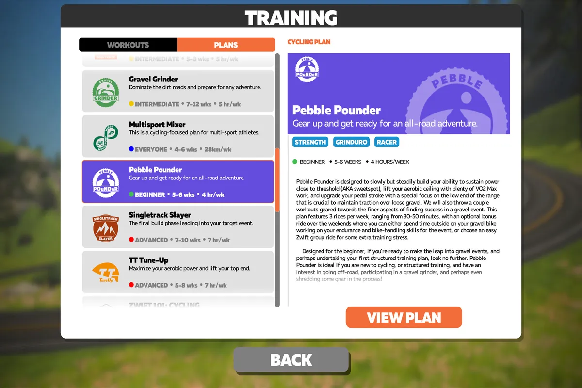 Zwift training plans Pebble Pounder