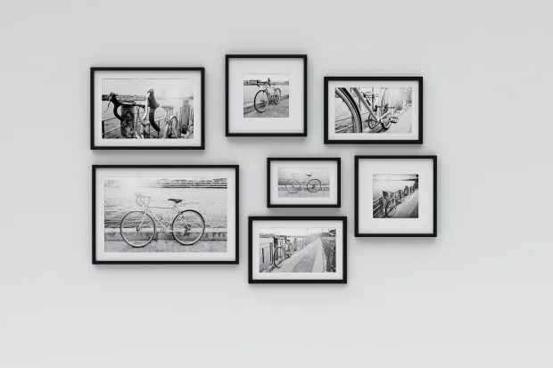 Cycling photos on a wall