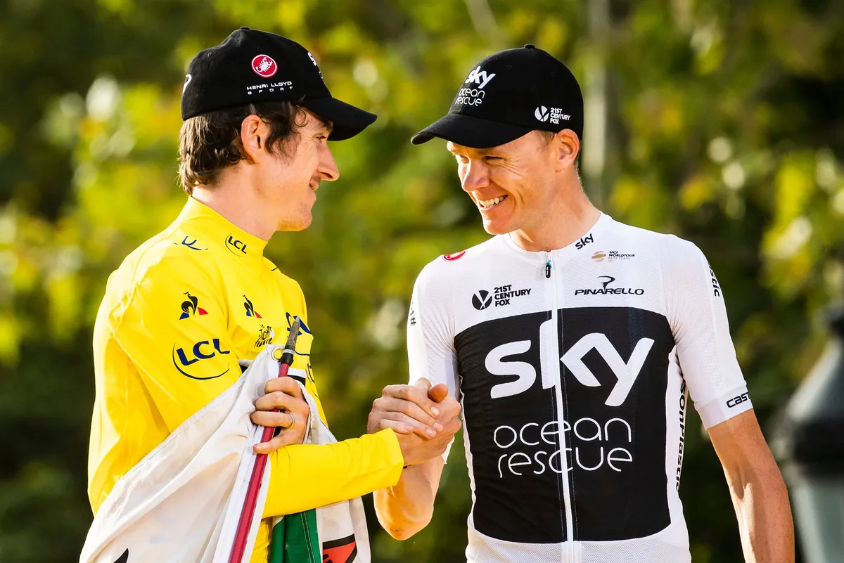 Geraint Thomas and Chris Froome at the 2018 Tour de France