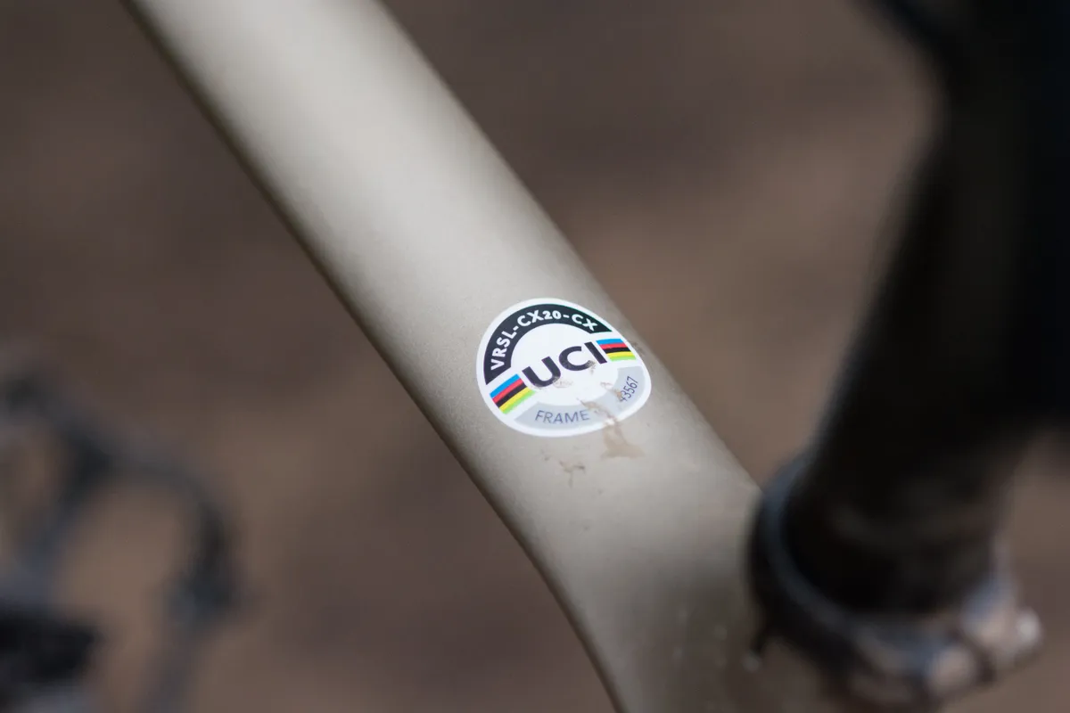 UCI sticker on top tube