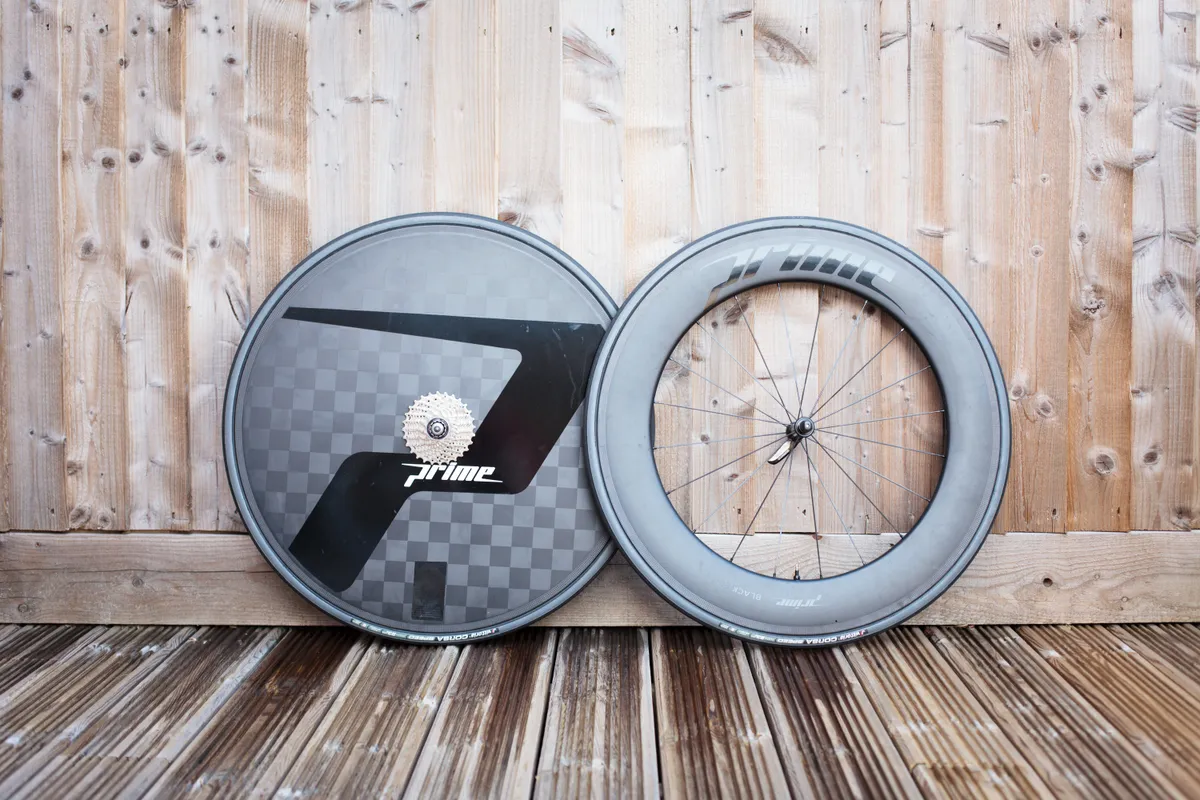 Prime 343 carbon rear disc wheel and BlackEdition 85 carbon front wheel