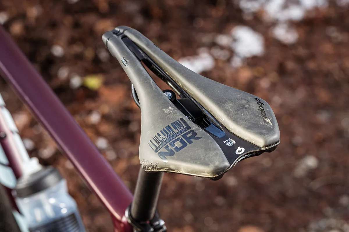 The Felt Breed 20 gravel bike is equipped with a Prologo Dimension saddle