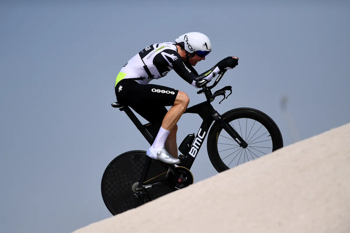 Maximilian Walscheid racing the time trial at the 2021 UAE Tour