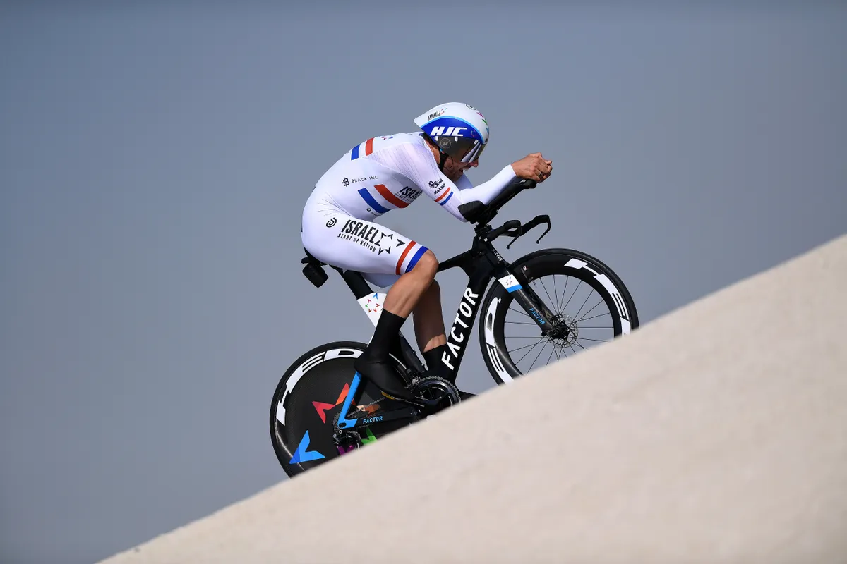Alex Dowsett racing the time trial at the 2021 UAE Tour