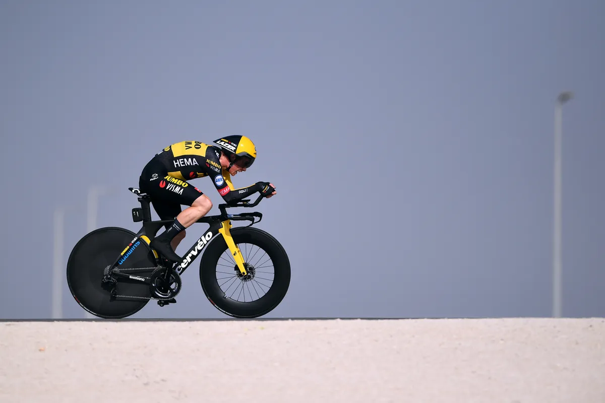 Jonas Vingegaard racing the time trial at the 2021 UAE Tour