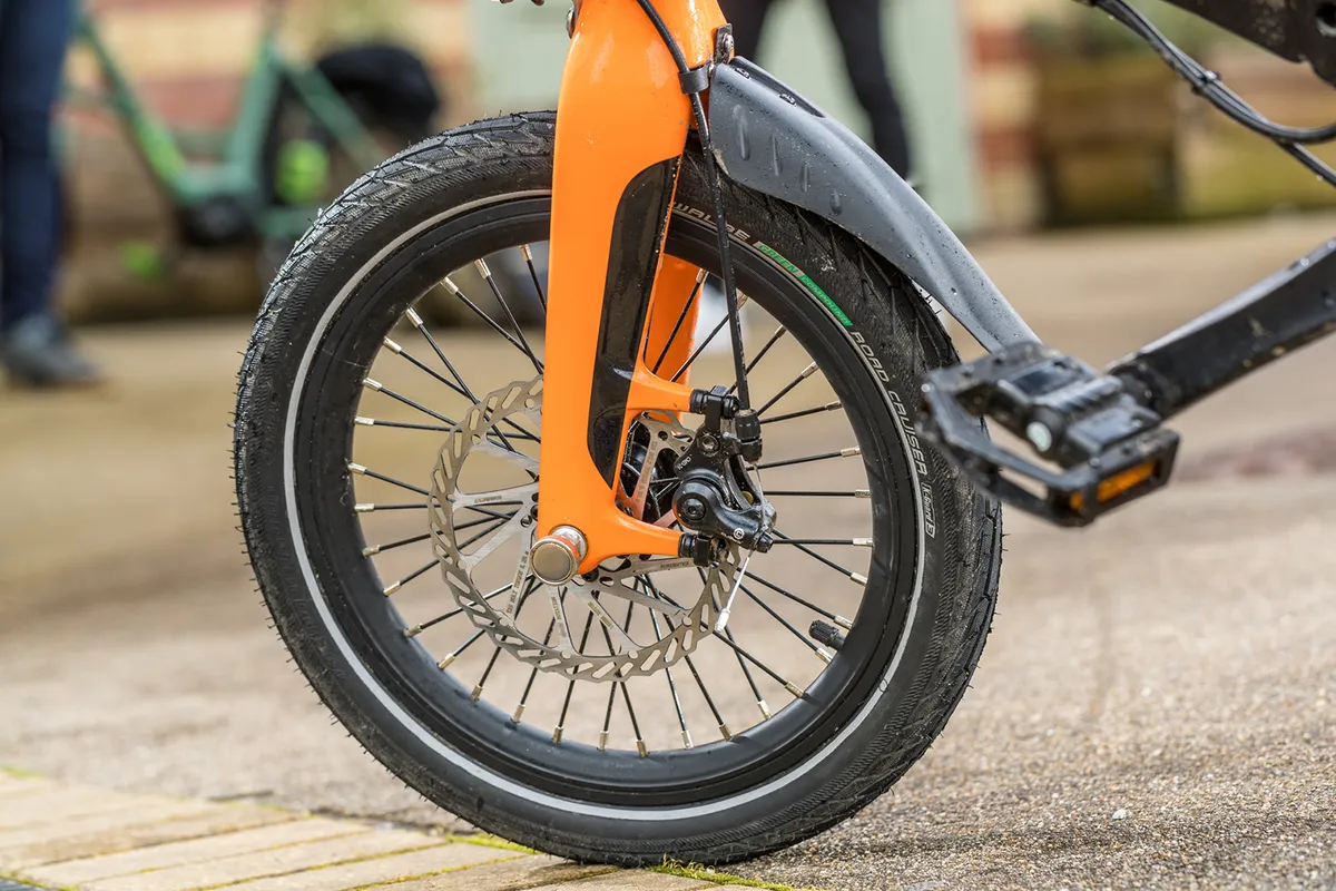 The 2021 version of the MiRider One folding bike comes with spoked wheels