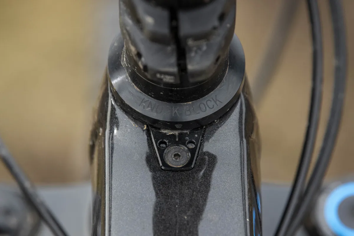 Knock Block 2.0 limits the steering angle on the Trek Slash 8 full suspension mountain bike