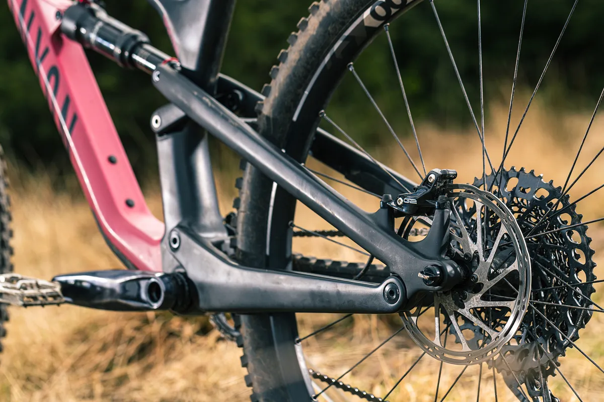 The rear triangle on the Canyon Spectral 29 CF 7 mountain bike