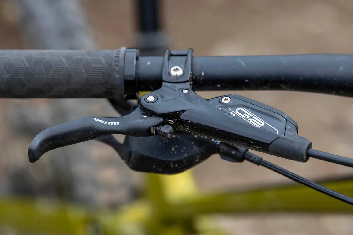 The Kona Process 153 DL 29 full suspension mountain bike is equipped with SRAM’s G2 brakes