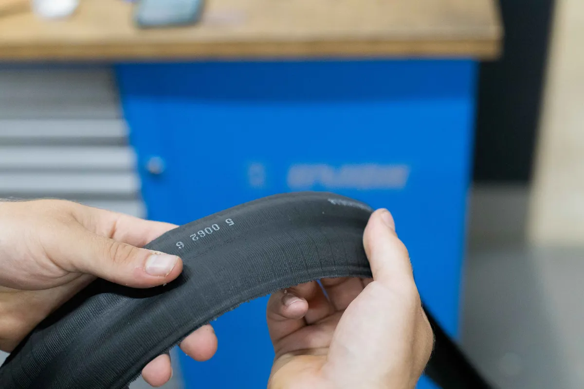 Checking Schwalbe One tyre for puncture