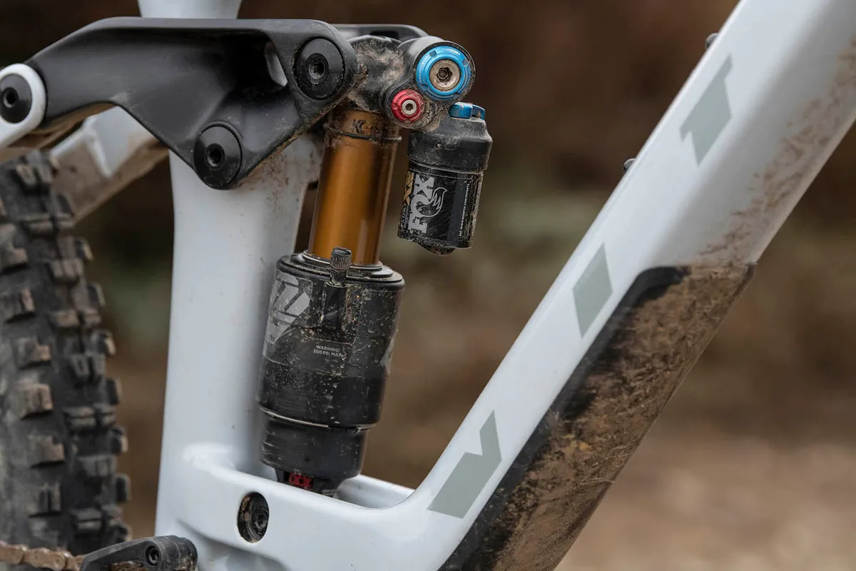 The Vitus Sommet CRX 29 full suspension mountain bike is equipped with a Fox Factory X2