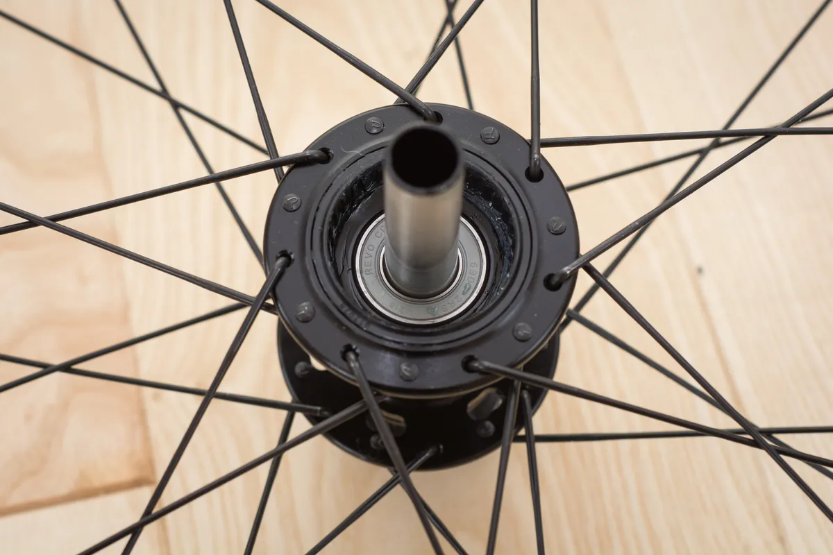 Rear hub with freehub removed, showing bearing
