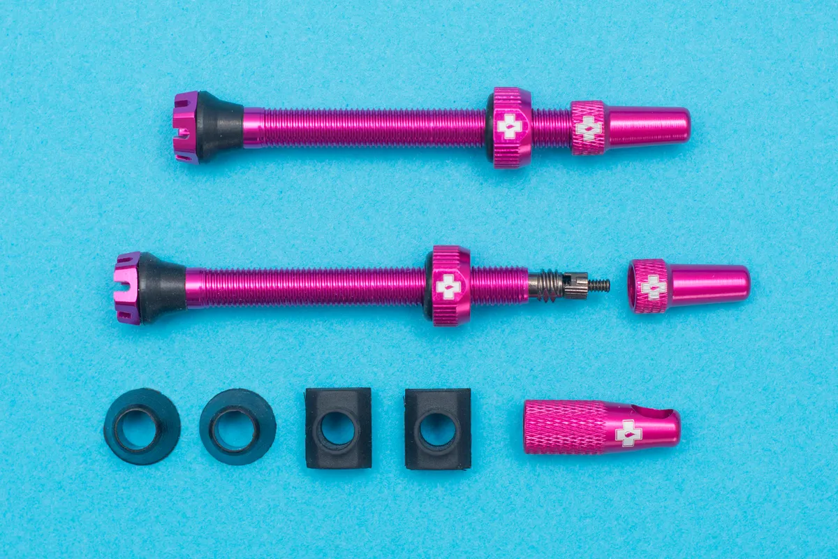 Pink Muc-Off tubeless valves