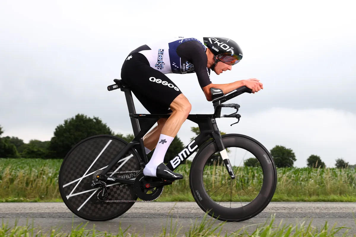 LAVAL ESPACE MAYENNE, FRANCE - JUNE 30: Max Walscheid of Germany and Team Qhubeka NextHash during the 108th Tour de France 2021, Stage 5 a 27,2km Individual Time Trial stage from Changé to Laval Espace Mayenne 90m / ITT/ @LeTour / #TDF2021 / on June 30, 2021 in Laval Espace Mayenne, France. (Photo by Michael Steele/Getty Images)