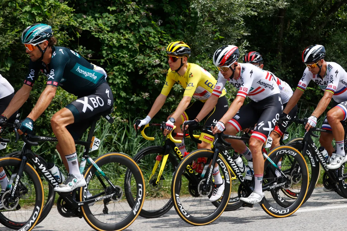 Patrick Konrad and Tadej Pogačar during stage 10 of the 2021 Tour de France