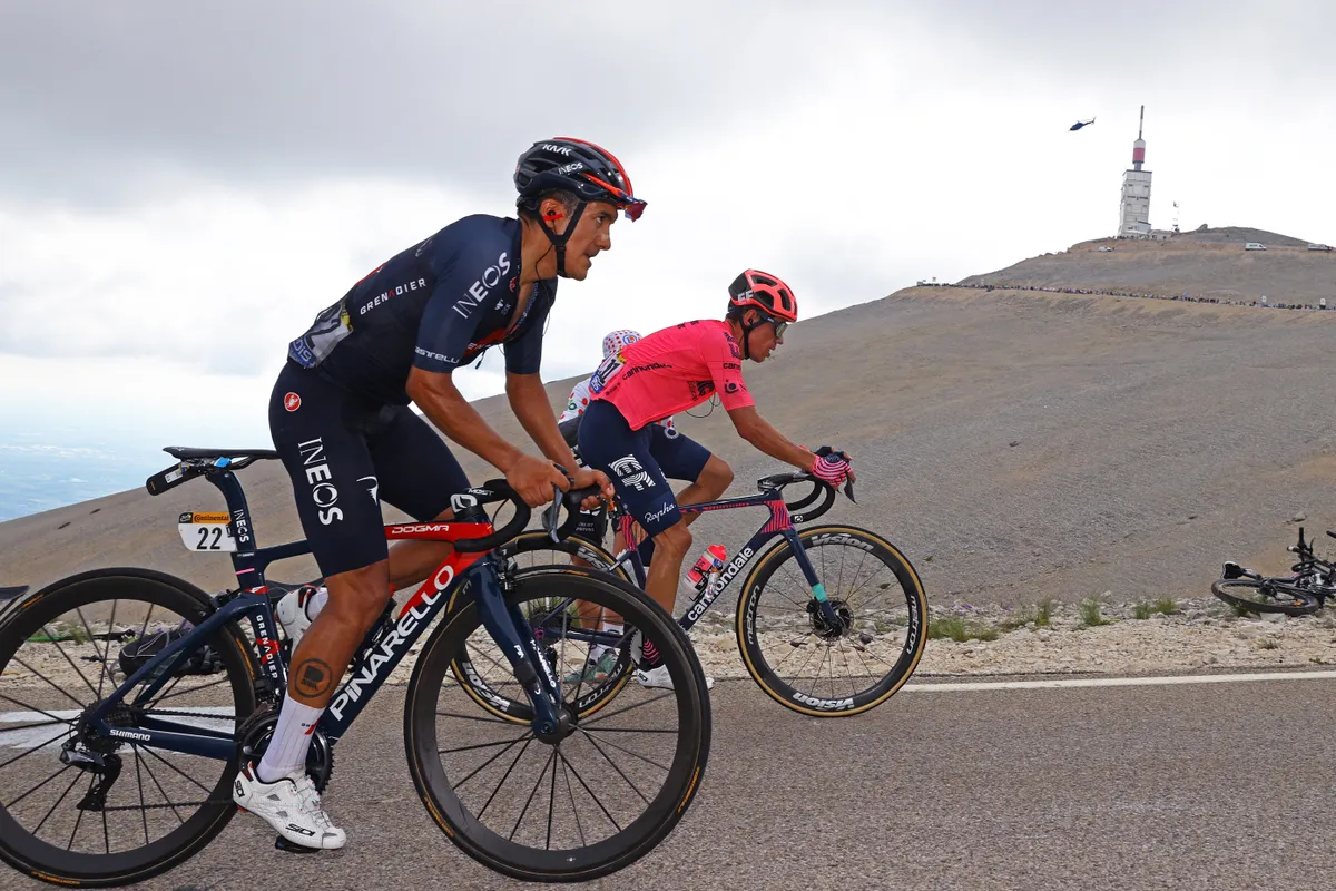 Richard Carapaz and Rigburto Uran during stage 11 of the 2021 Tour de France