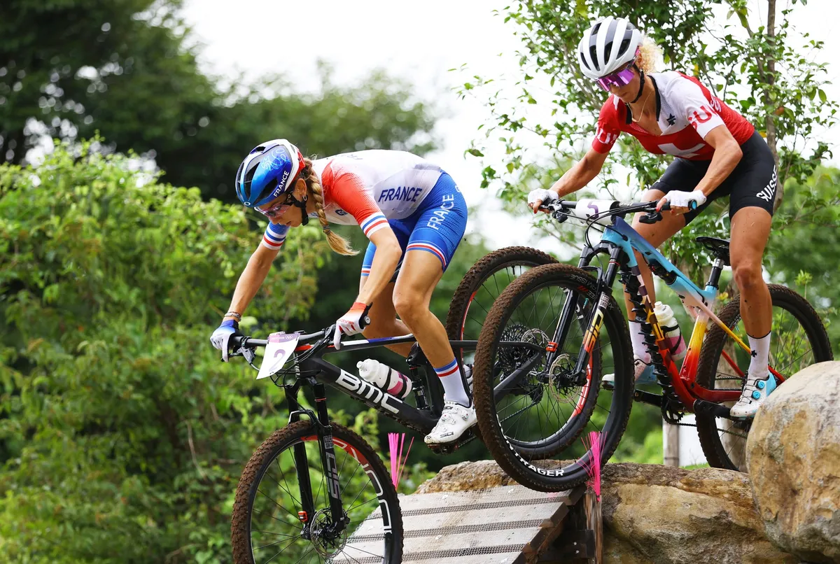 Jolanda Neff riding the women's XC race at the Tokyo 2020 Olympic Games